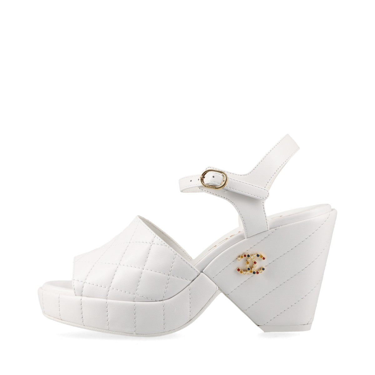 Chanel Coco Leather Sandals 35  White G45637