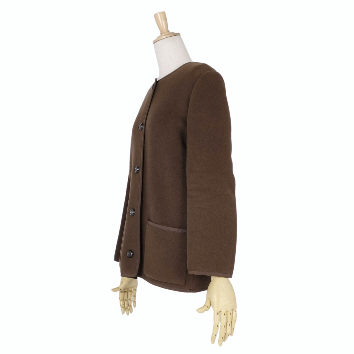 Vint Chanel Chanel Jacket Coat -Color Coco Button Wool No-Land Out  36 (S equivalent) Brown Sexual