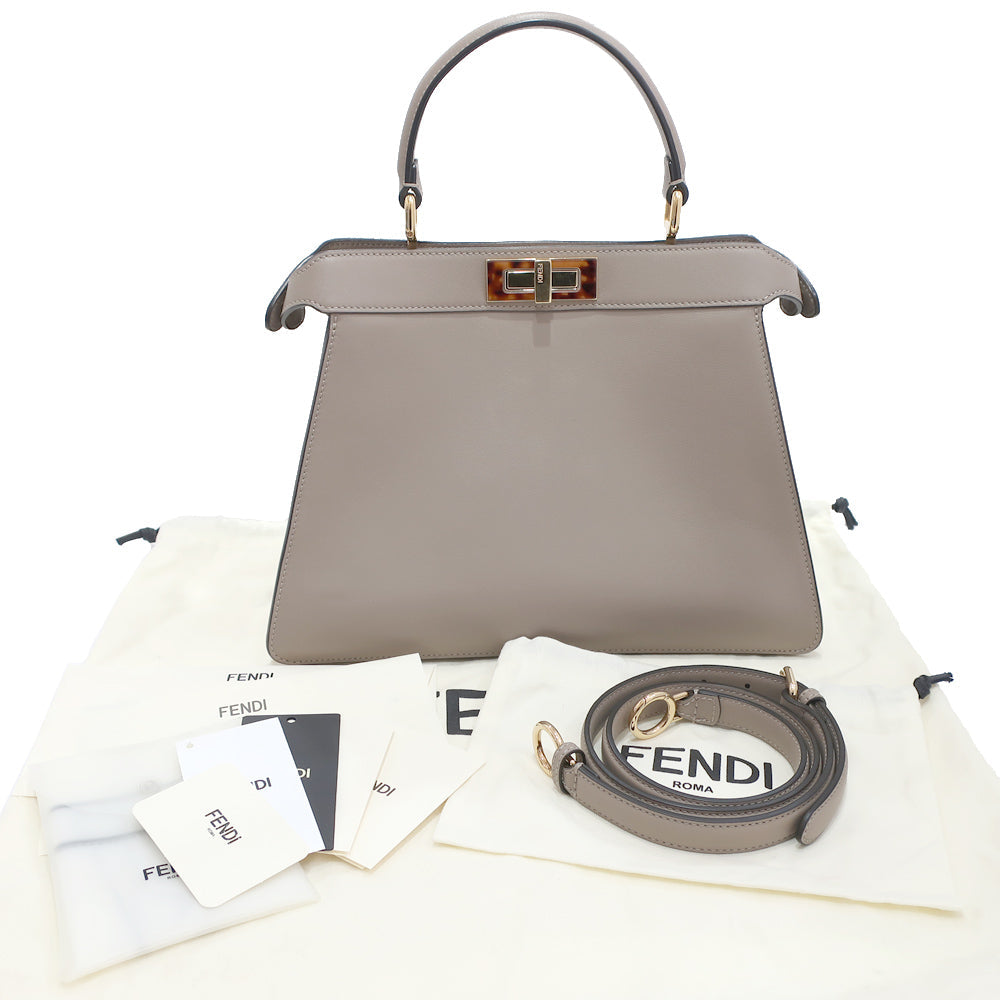 Fendi Peekaboo ISeeU MEDIUM Peekaboo 8BN321 Handbag Gr SV G  2WAY Leather  Women Preservation Bag