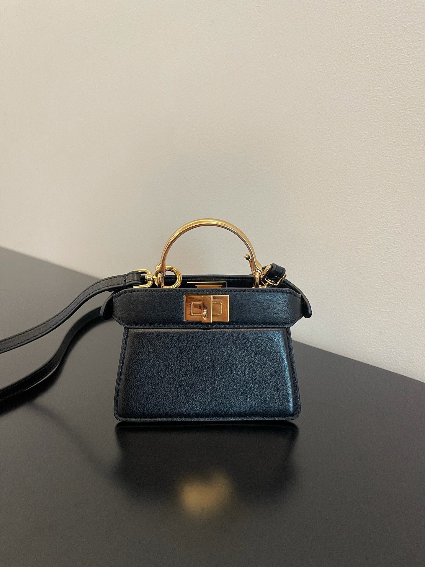 Fendi Peekaboo ISeeU Petite Black Micro Bag For Woman 11cm/4.5in