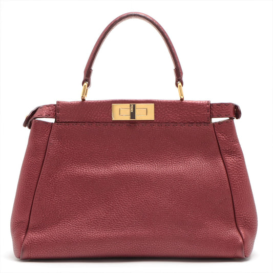 FENDI Peekaboo Selleria Bag in Leather Red 8BN226