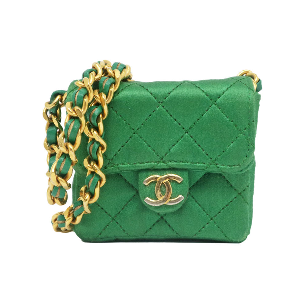 Chanel Mini Matrasse Chain Sheldon 1770466 Green Green GD G  Satin