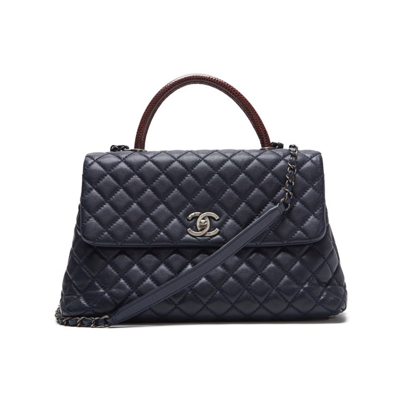 CHANEL Matrasse Coco Handle 2w Handbag Caviar SRizard Navy×Bo (Silver Gold ) Handbag  Shoulder Bag Race Dinner Bag Hybrid 【 Ship】 Himalayan Bookstore Online