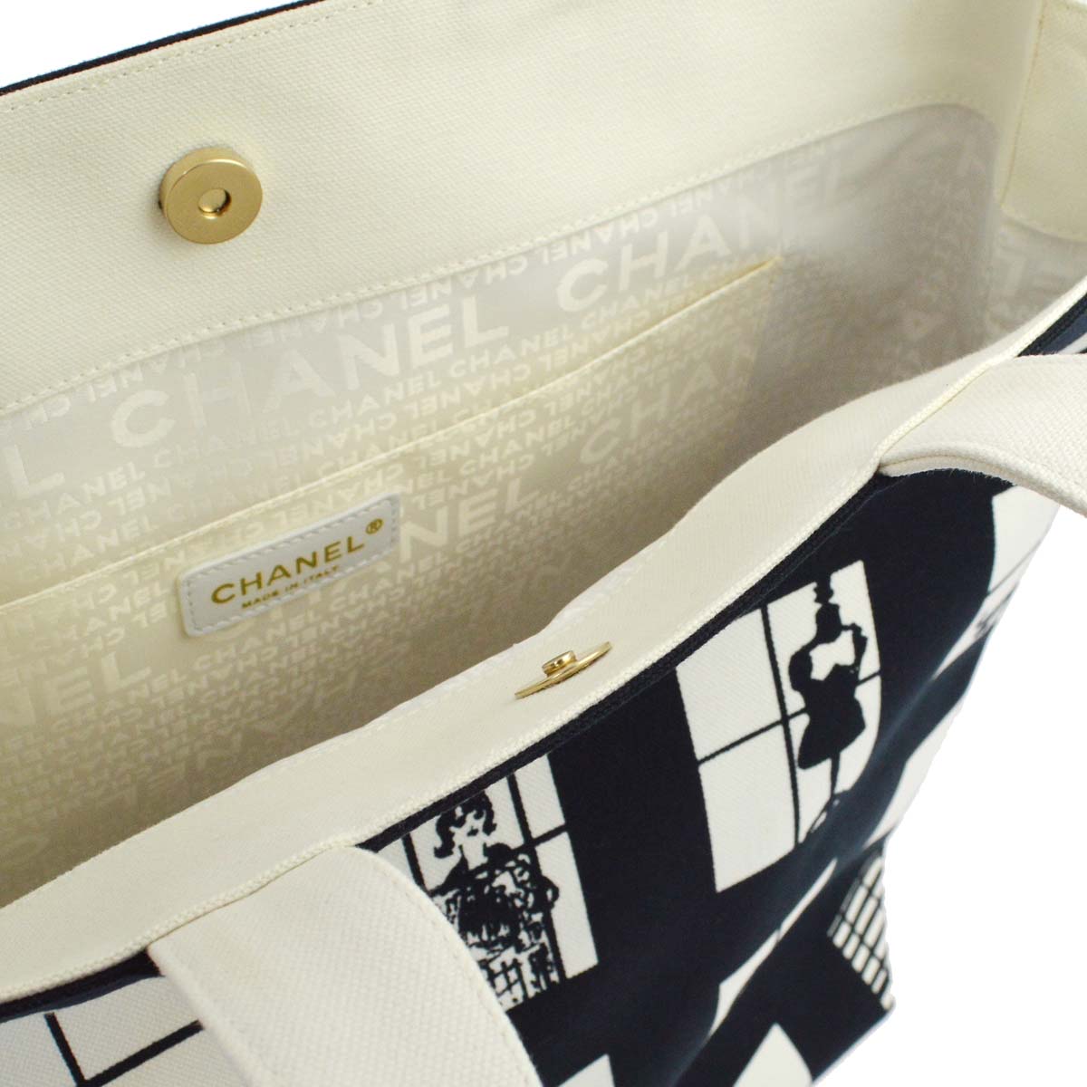 Chanel Black White Window Tote Handbag