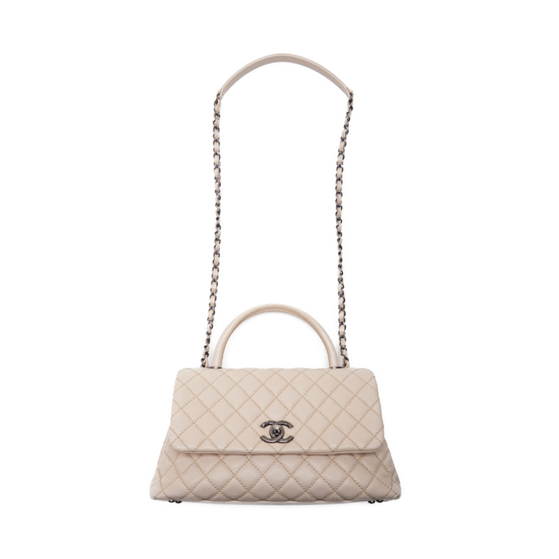 CHANEL Matrasse Coco Handle 2WAY Handbag Caviar S Ivory (Silver G) Handbag  Shoulder Bag Lady Bag Hybrid 【 Delivery】 Honeymoon Online