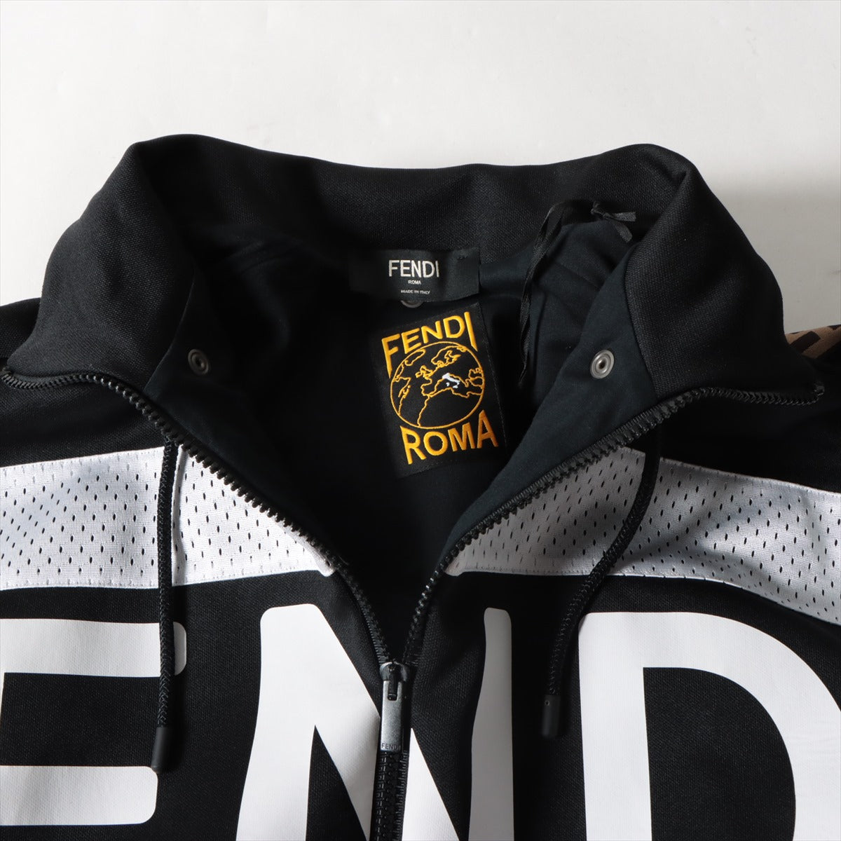 Fendi Zucca 20 Years Cotton x Polyester Parker L  Black FAF583 Zip-up