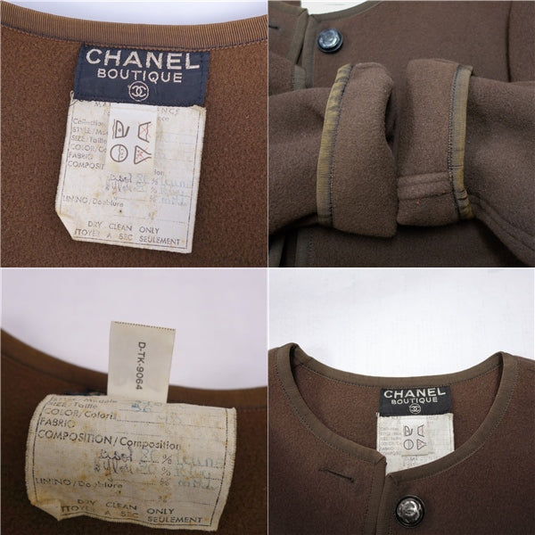 Vint Chanel Chanel Jacket Coat -Color Coco Button Wool No-Land Out  36 (S equivalent) Brown Sexual