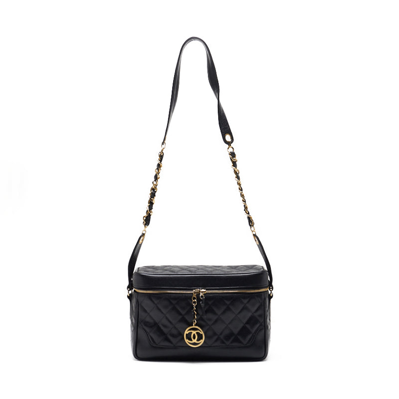 Chanel Matrasse Circle Coco Charm Vanity Bag Chain Shoulder Caviar S Black   Shoulder Bag  【 Ship】【SS】 Vintage s Online