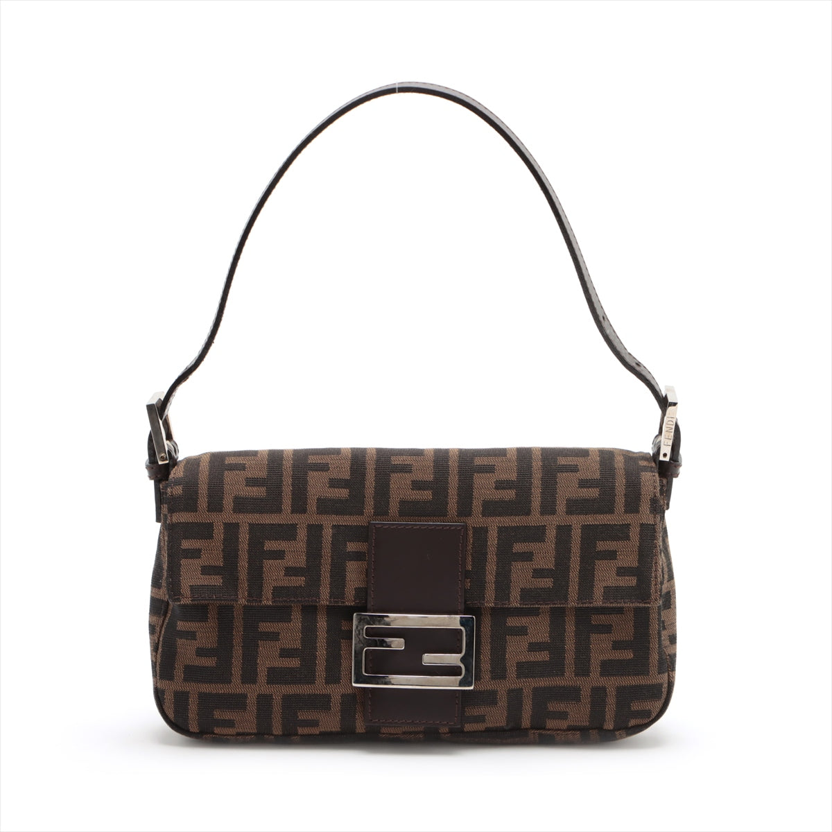 FENDI Mamma Baguette in Zucca Monogram Canvas Leather Brown