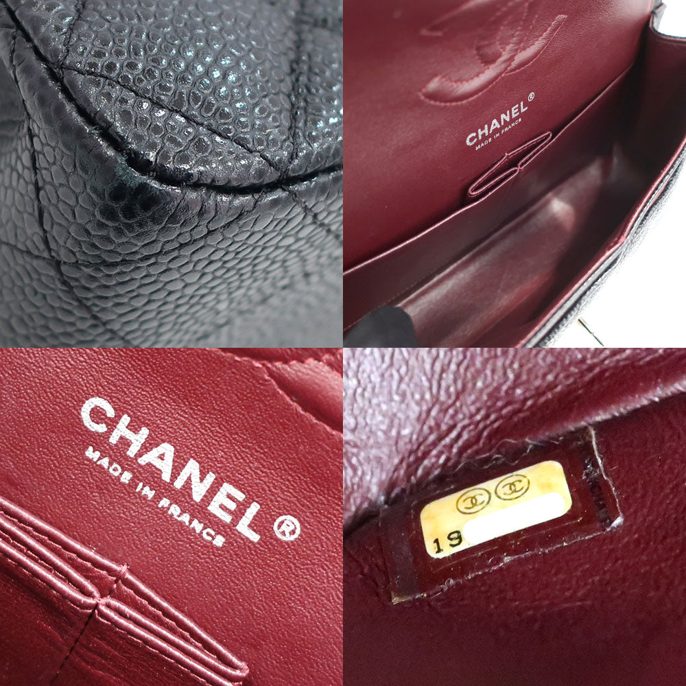 Chanel Bag Matrasse 25 A01112 Chain Shoulder CC Mark W Flap Caviar S BK/SV G  Women 19th Eight-digit   Card  Bag Box