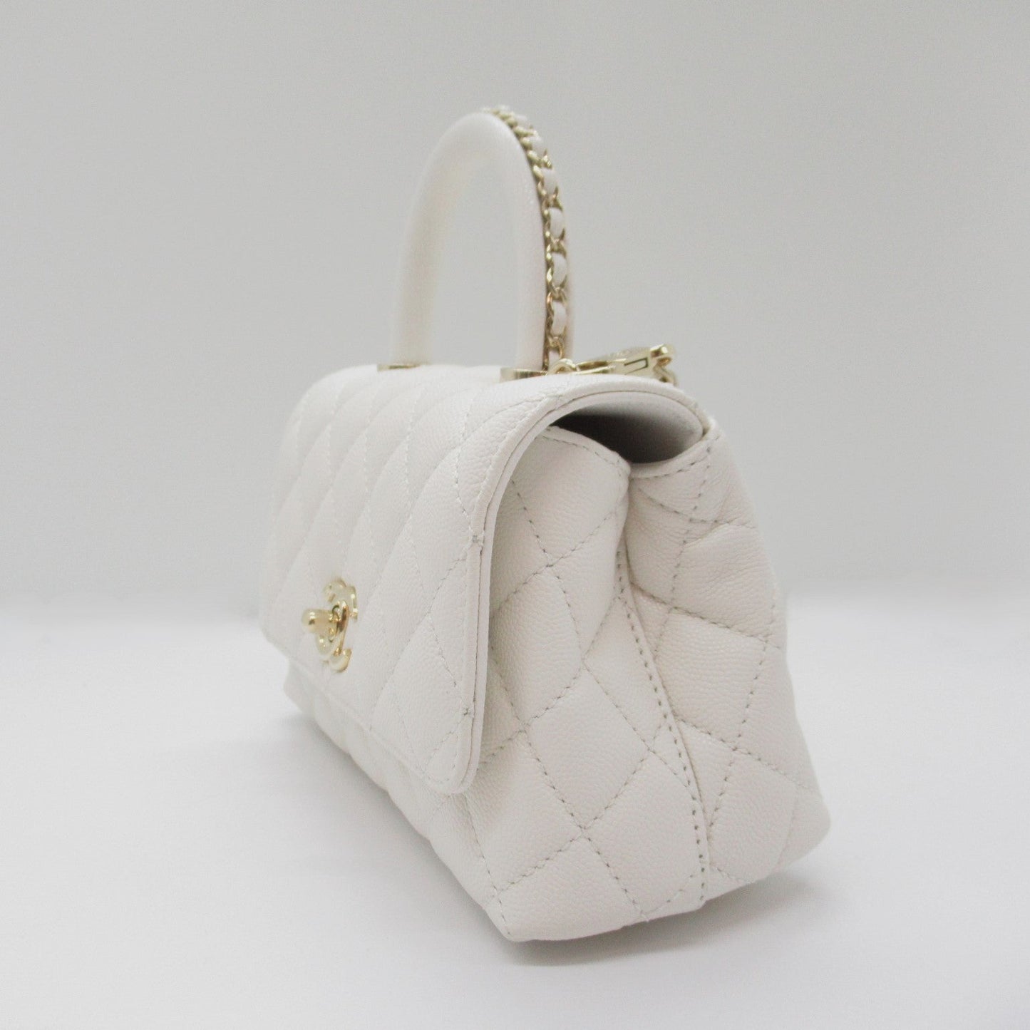 Chanel Coco Handle Matrasse 2w Shoulder Bag 2way Shoulder Bag Caviar S  White AS2215