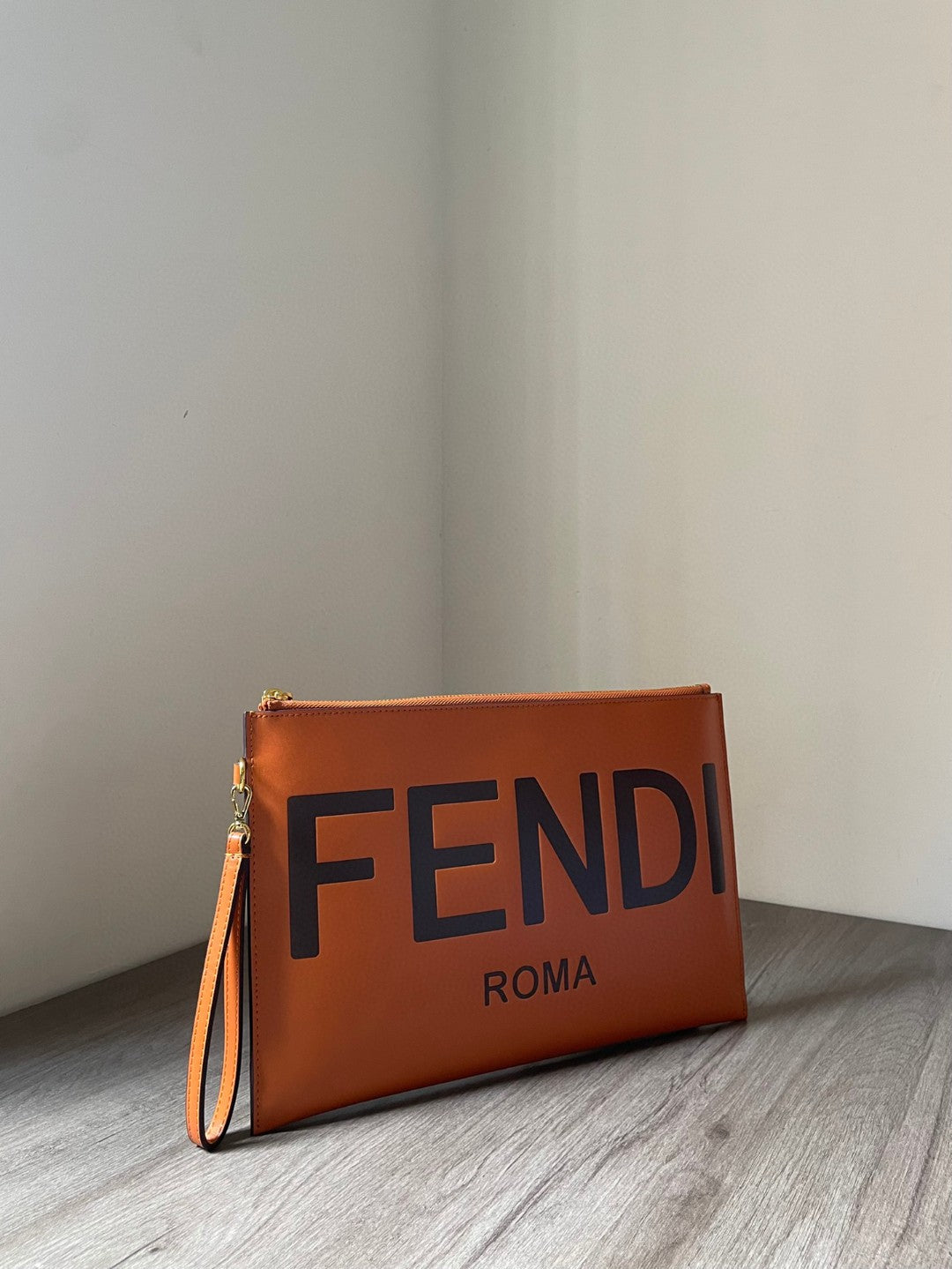 Fendi Flat Pouch Brown Large Pouch Bag