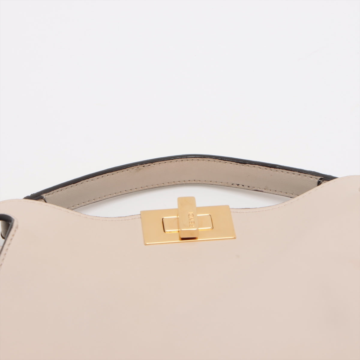 Fendi Peekaboo Essential Leather Handbag Ivory 8BN302