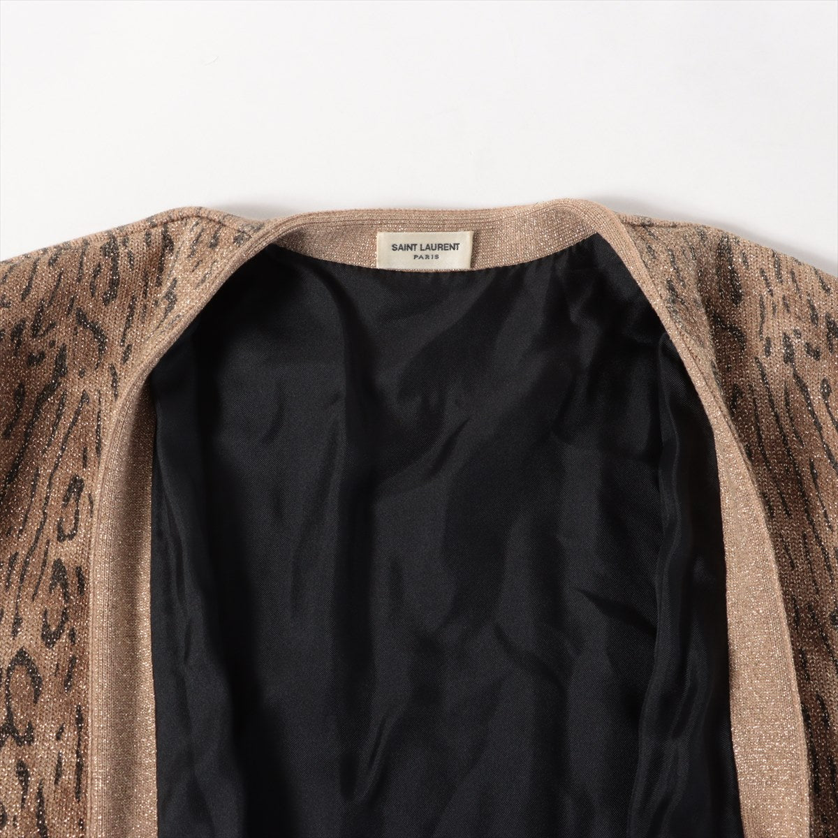 Saint Laurent  Wool Cardigan XS  Black x G 390456 Leopard