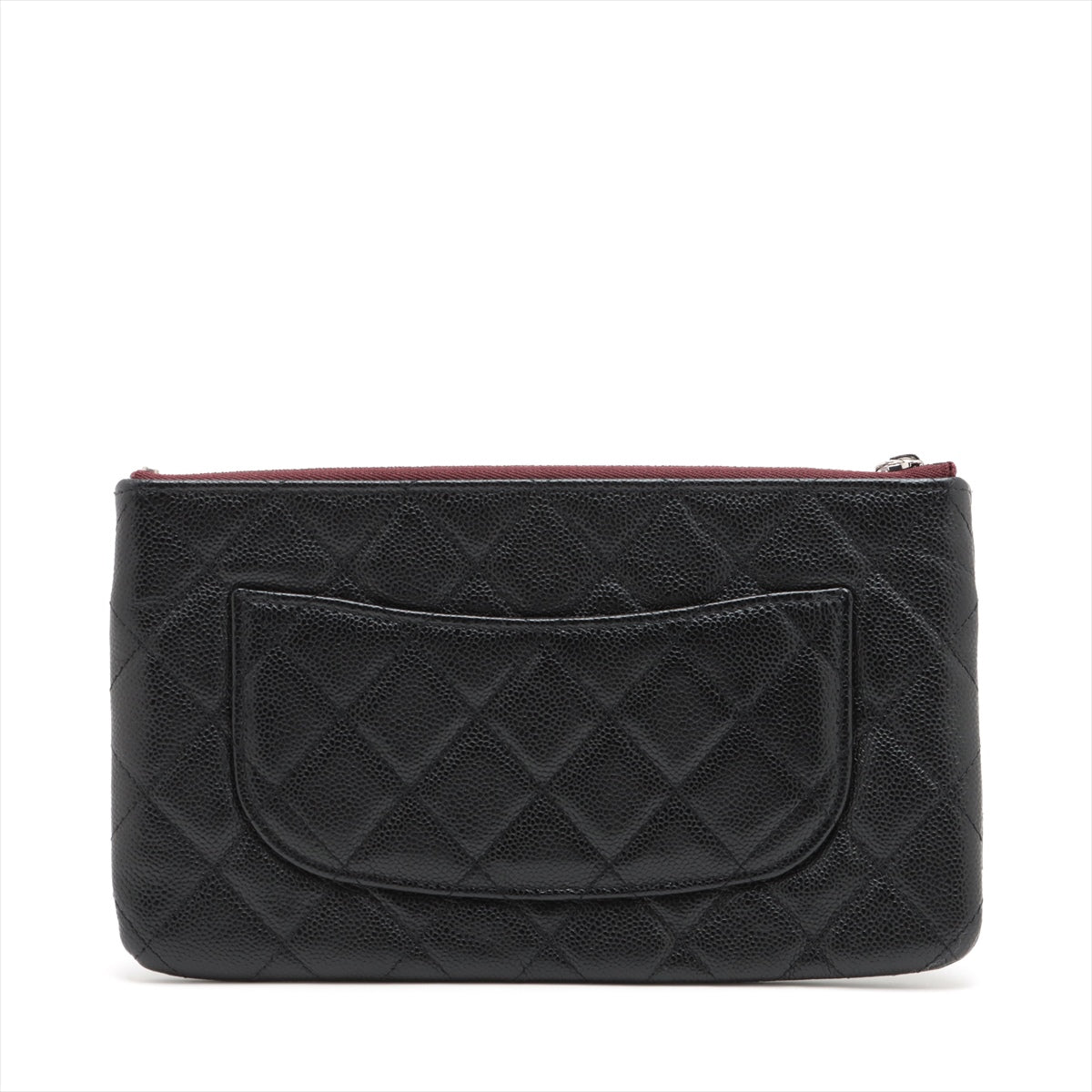 Chanel Matrasse Caviar S Clutch Bag Black Silver G