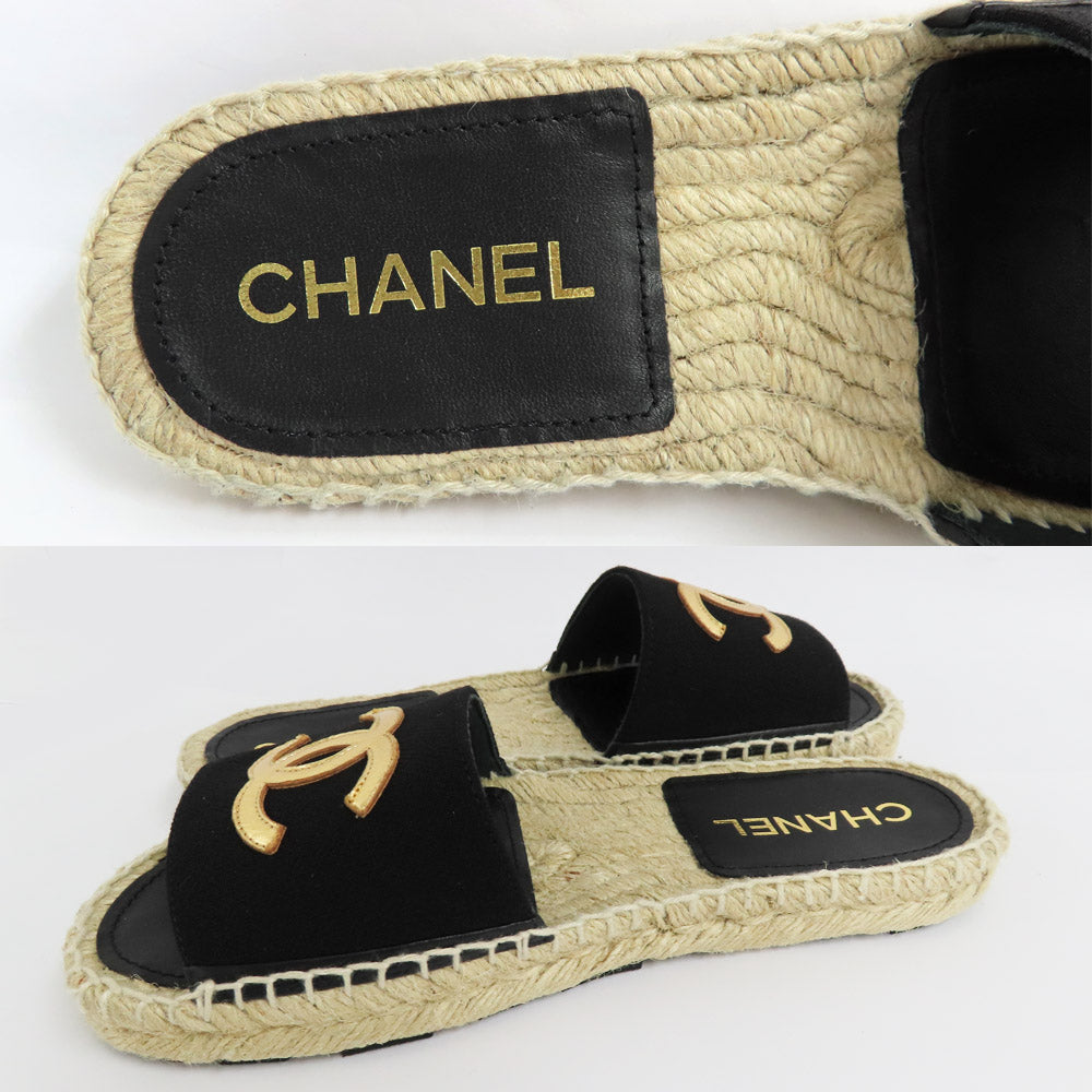 CHANEL Chanel Sandals Espadrille 24P G45590 Muel Casual 36 23.0cm equivalent Coco Black G Shoes  New Unused]