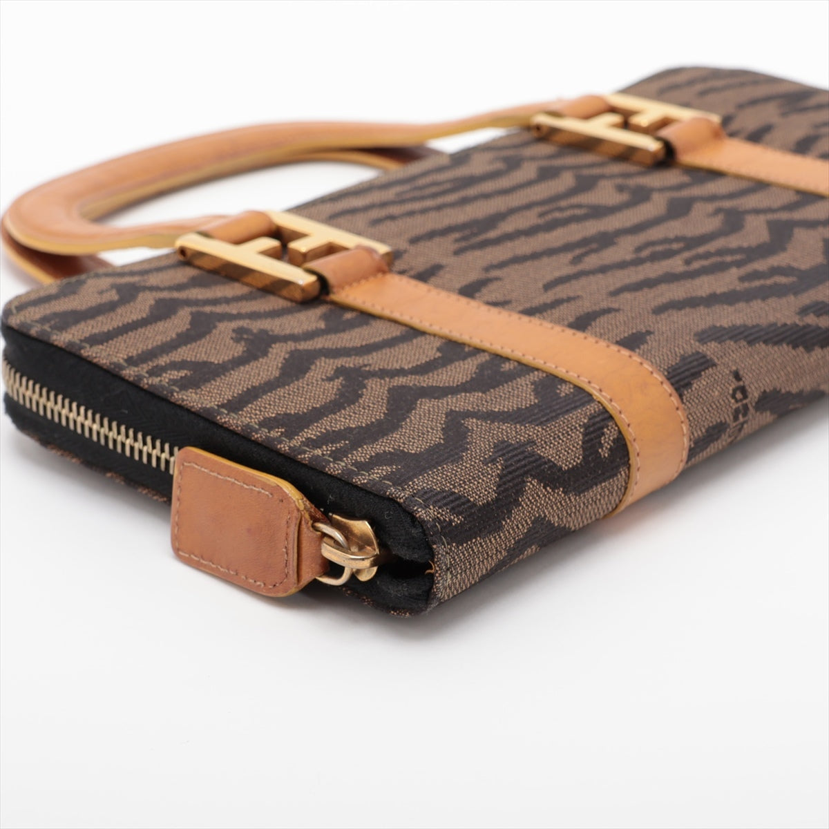 Fendi canvas x leather handbags brown zebra powder blowing harbours