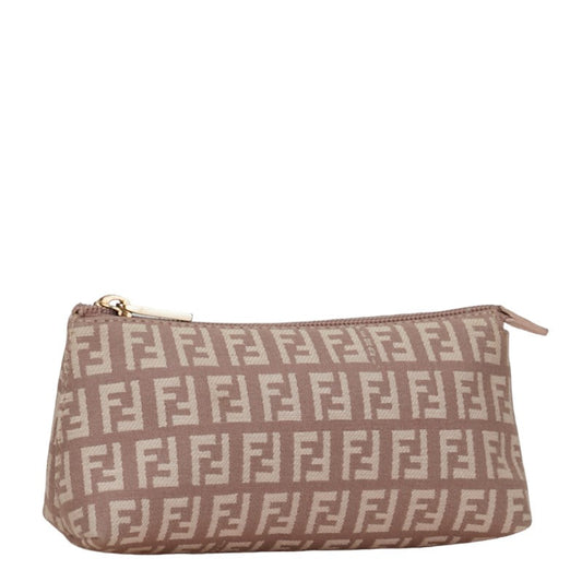 Fendi Zuo Pouch 7N0037 Beige Pink Canvas Leather  Fendi