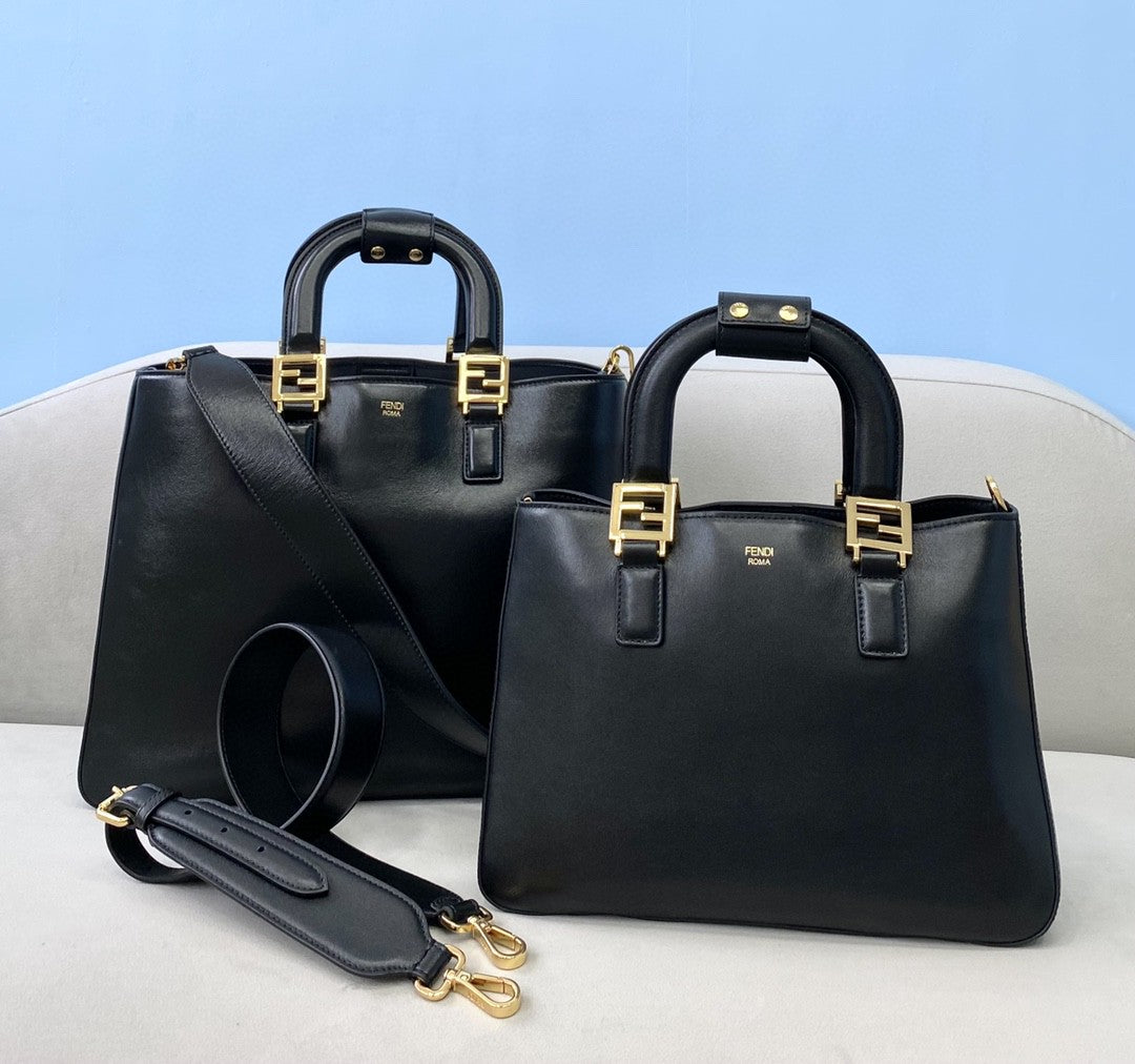 Fendi Medium FF Tote Shoulder Black Bag For Woman 38cm/15in