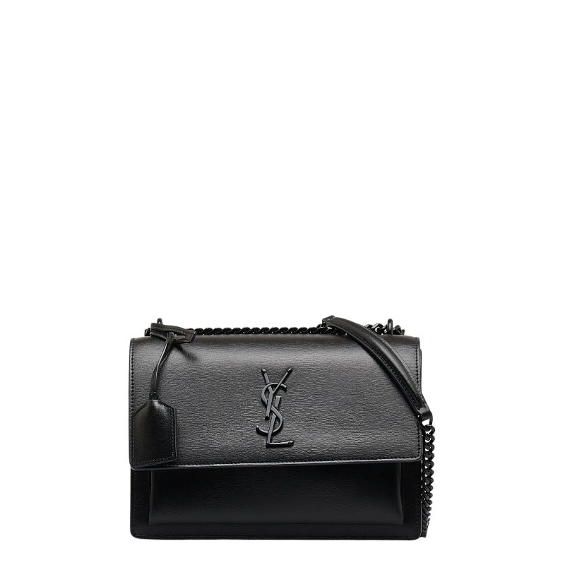 Saint Laurent Monogram Shoulder Bag in Calf Leather Black 442906