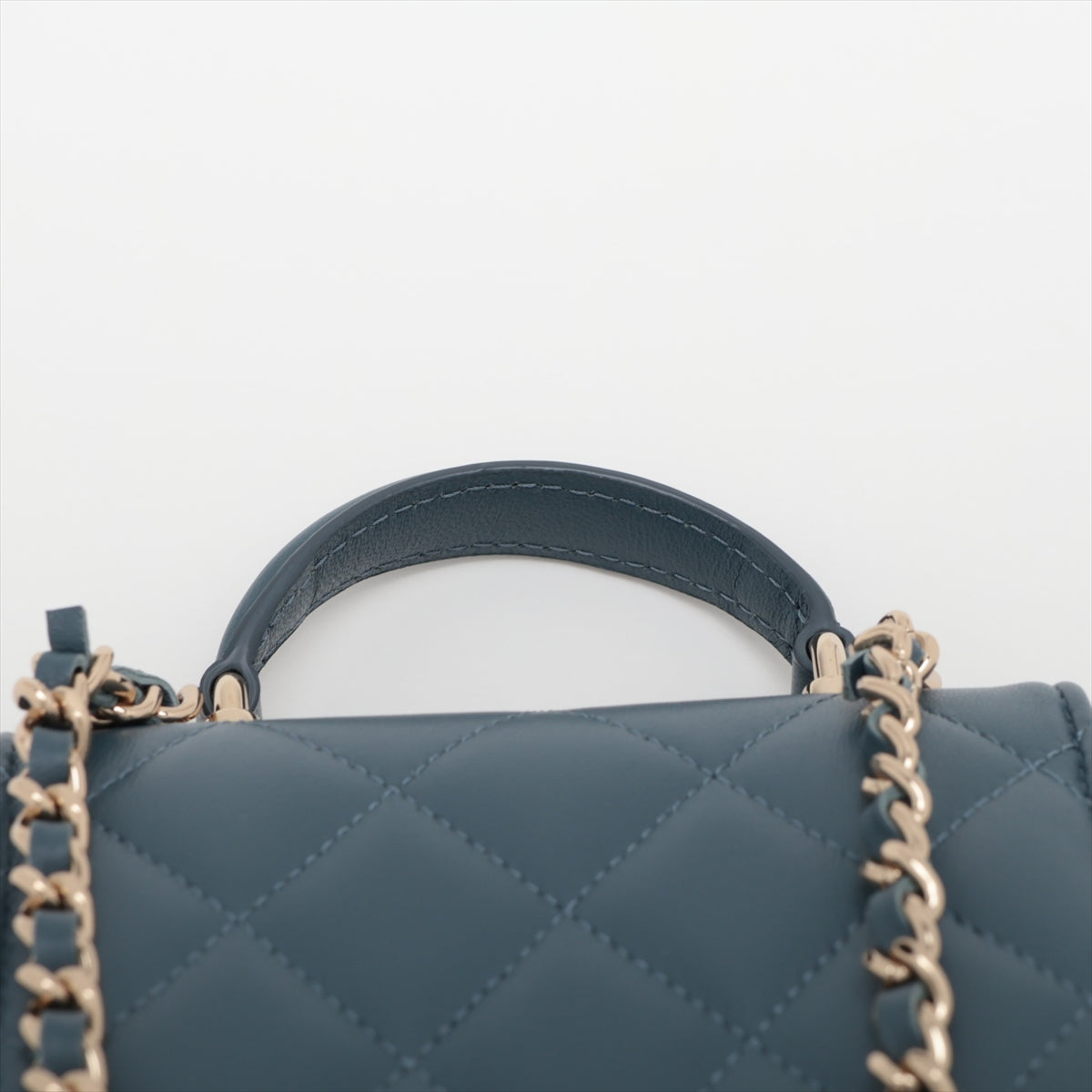 Chanel Mini Matrasse  Chain Shoulder Bag Top Handle Blue G  AP2682