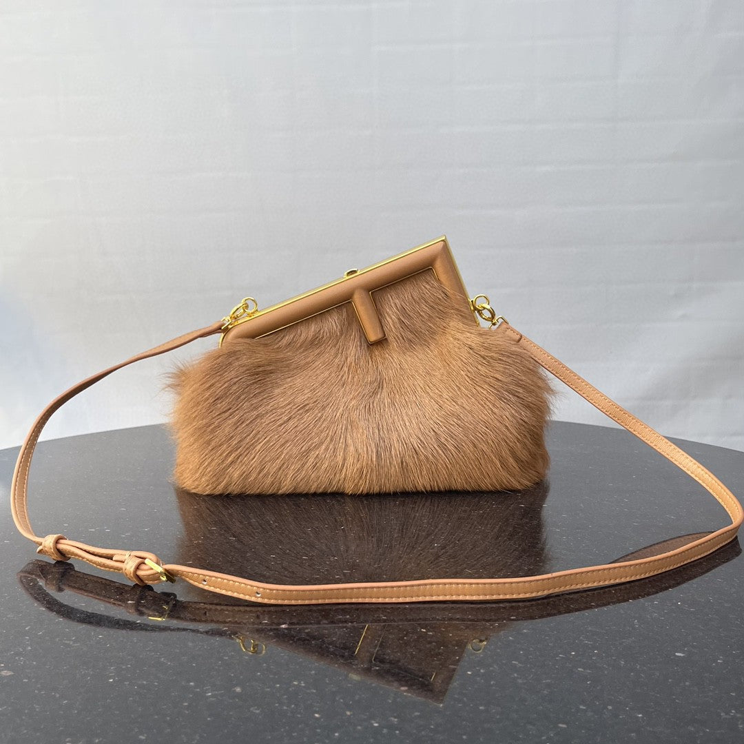 Fendi Fendirst Small Brown Fox Fur Bag For Woman 26cm/10in