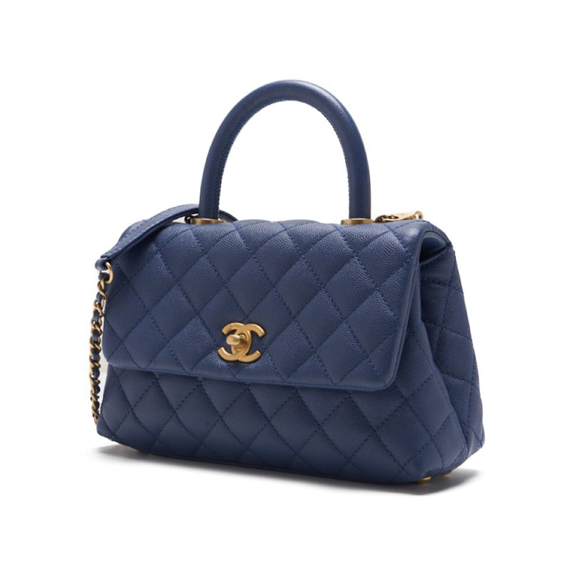 CHANEL Matrasse Coco Handle 2WAY Handbag Caviar S Blue  Handbag  Shoulder Bag Ladies Handbag Hybrid 【 Ship】 Ladies Handbag Ladies Handbag Ladies Handbag Ladies Handbags