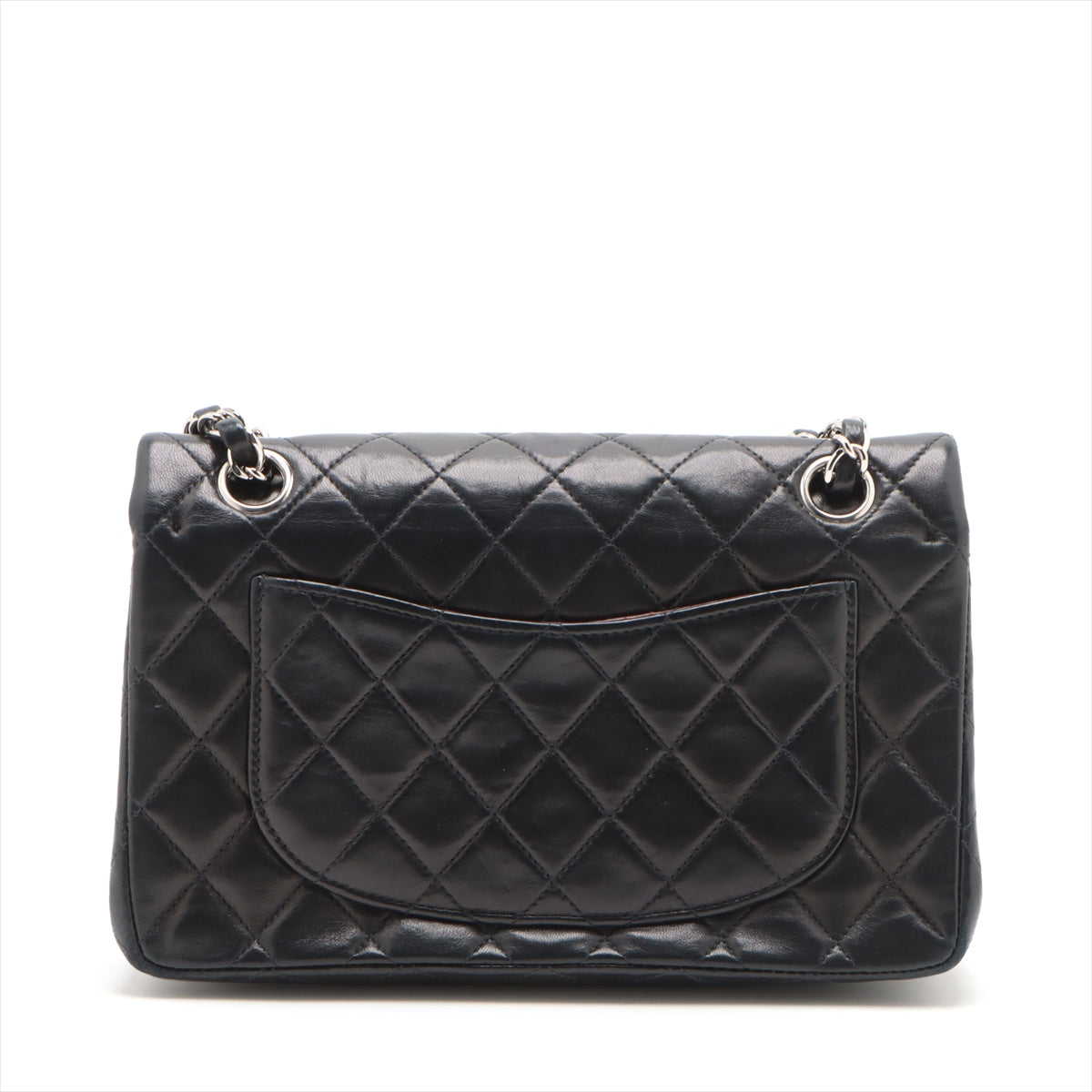 Chanel Matrasse 23 Small  Double Flap Double Chain Bag Black Silver  6th A01113