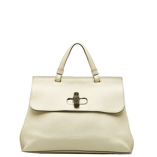 GUCCI Gucci Bamboo 392013 Shoulder Bag Leather White Ivory Ladies Ivory