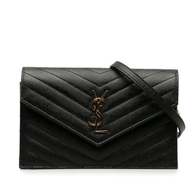 Saint Laurent Cassandra Envelope in Calf Leather Black 393953