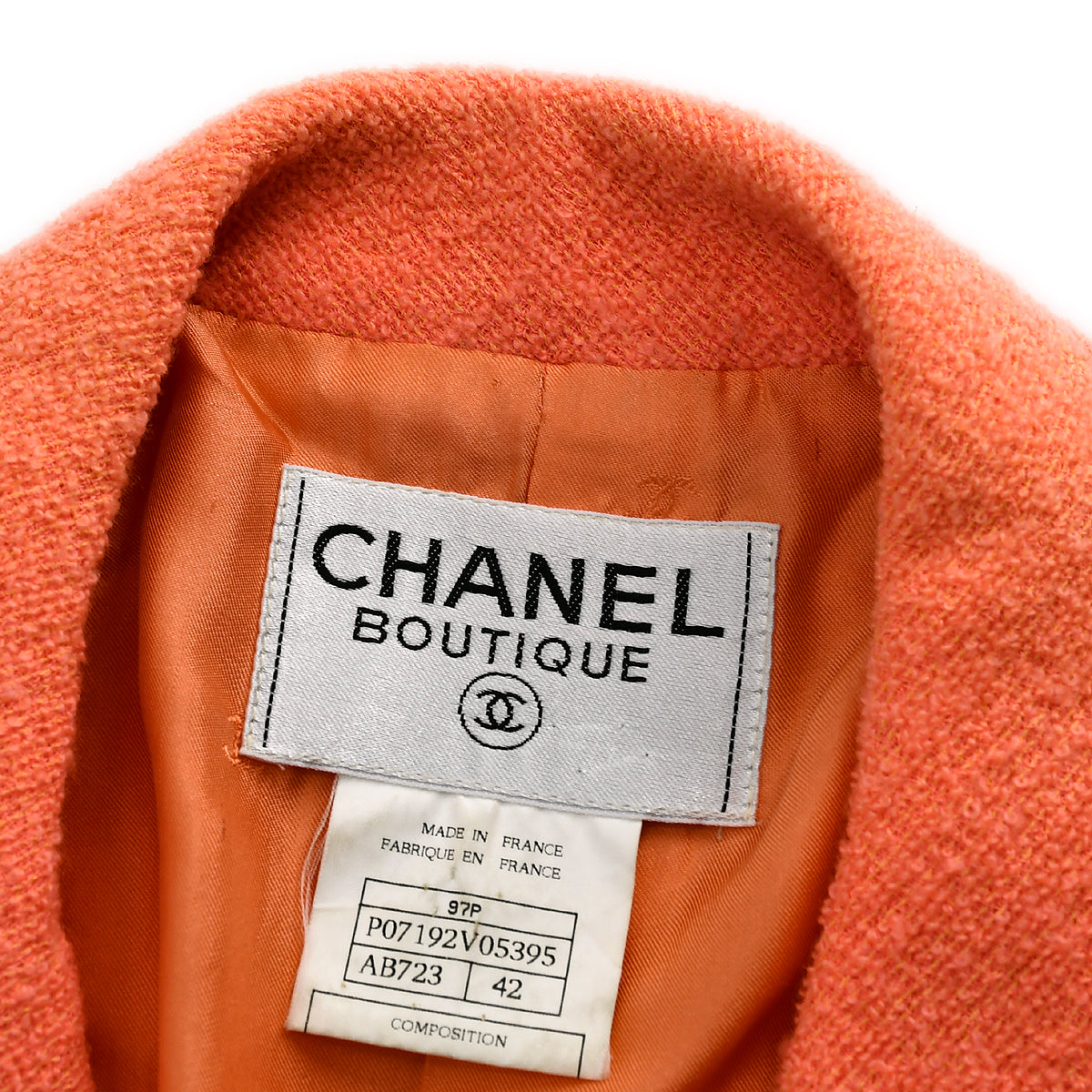 Chanel Setup Suit Jacket Skirt Orange 97P #42