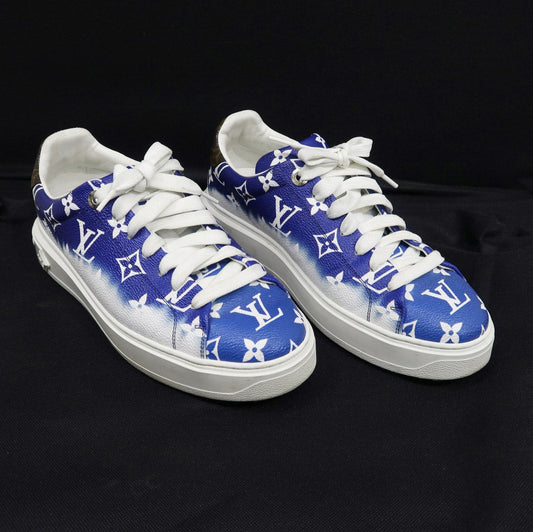 Louis Vuitton Time Outline Trainers 39 1/2 Blue White Dark Brown  Shoes