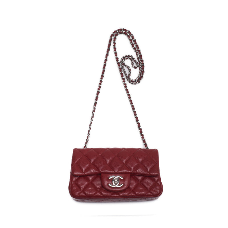 CHANEL 【CHANEL】 Mini Trace Chain Shoulder Caviar S Red (Silver G ) Shoulder Bag Miniature Shoulder Bag  Bag Hybrid 【 Ship】 Netherlands Online