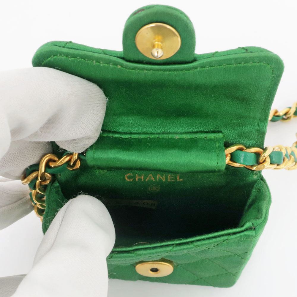 Chanel Mini Matrasse Chain Sheldon 1770466 Green Green GD G  Satin