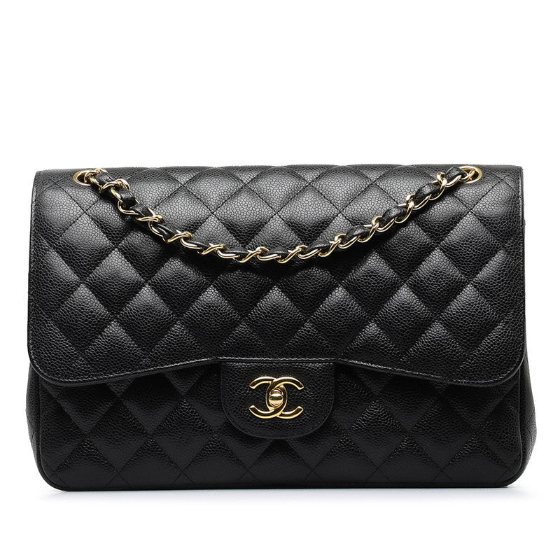 Chanel Decamatrasse 30 Coco Double Flap Chain Shoulder Bag Black Caviar S  CHANEL