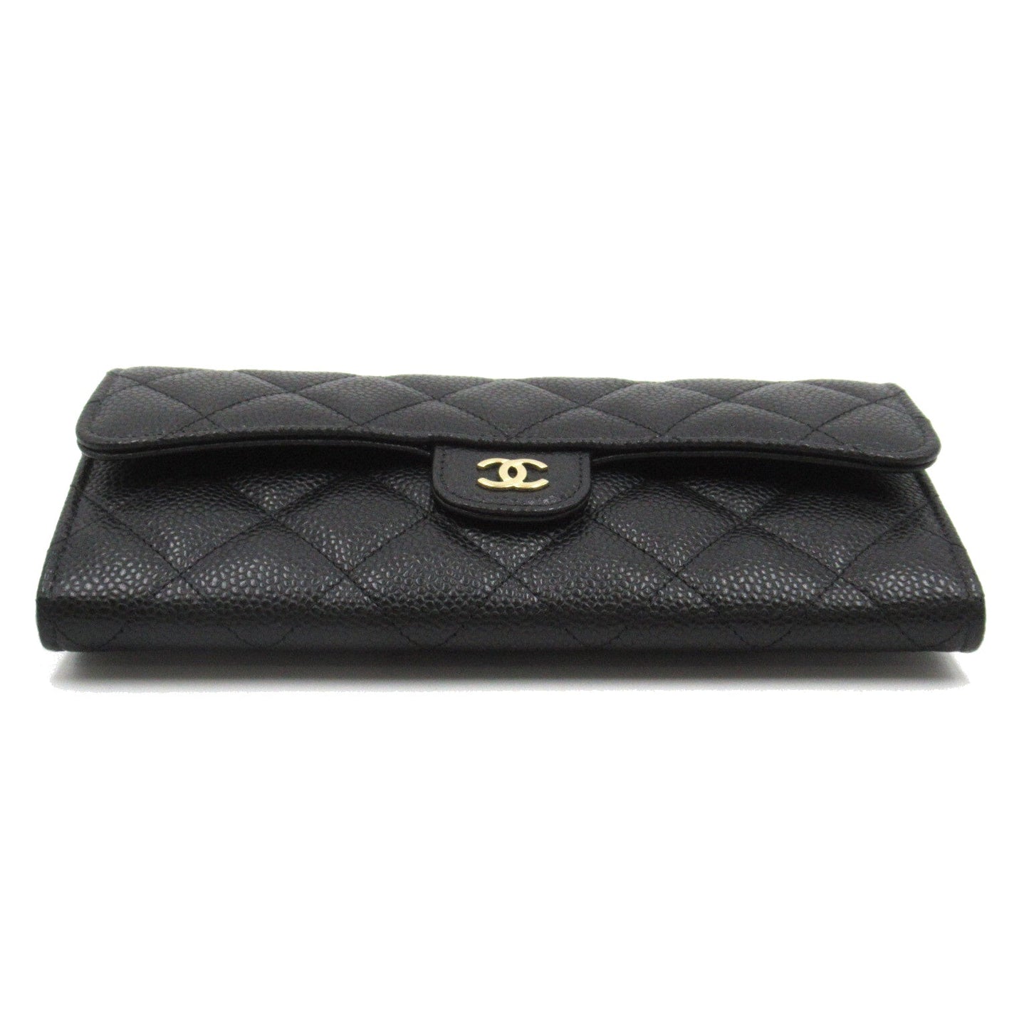 Chanel Zip Long Wallet Double Fold Wallet Caviar S  Black  AP0241