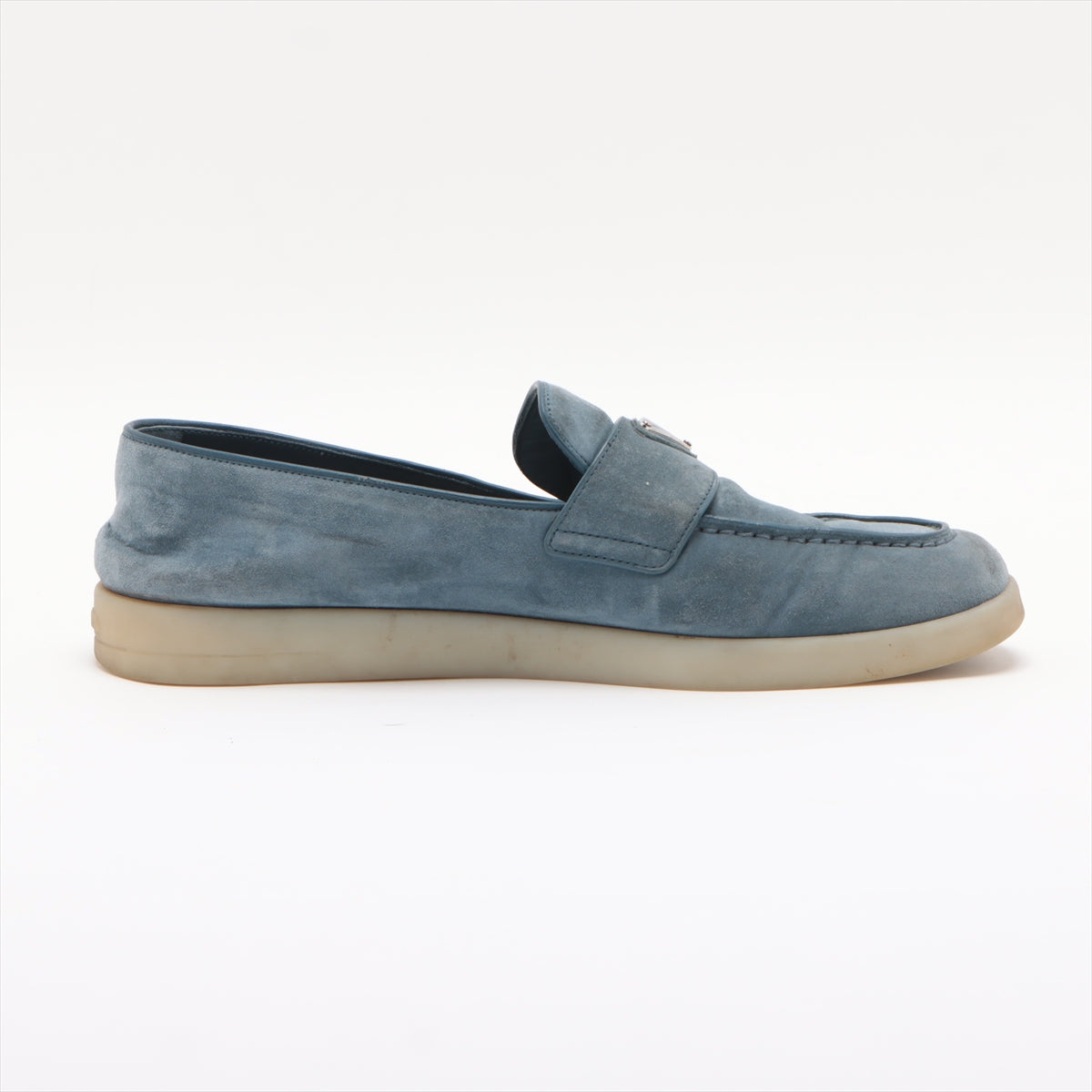 Prada Suede Shoes 7 1/2 Men Blue 2DG124 Triangle Logo