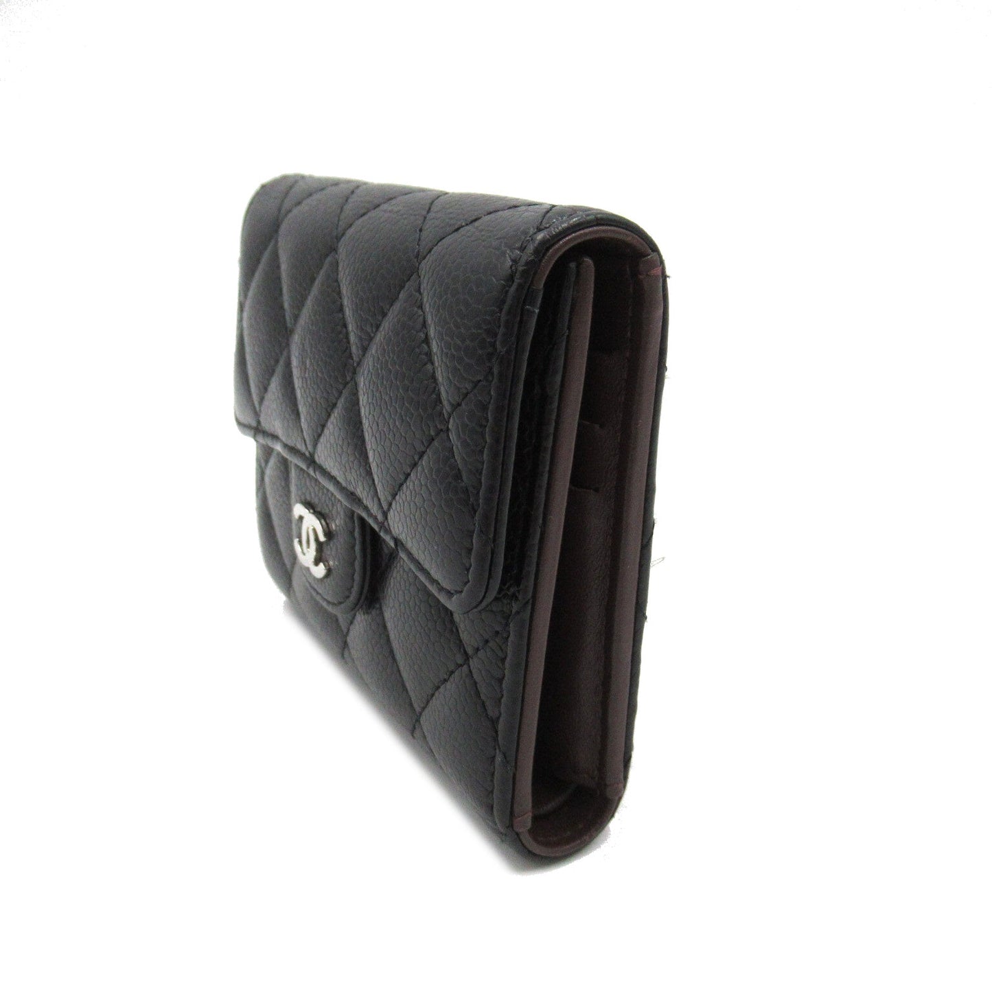 CHANEL Small Flap Wallet Three Fold Wallet Wallet Cabia S (Greenhead)   Black  AP0231