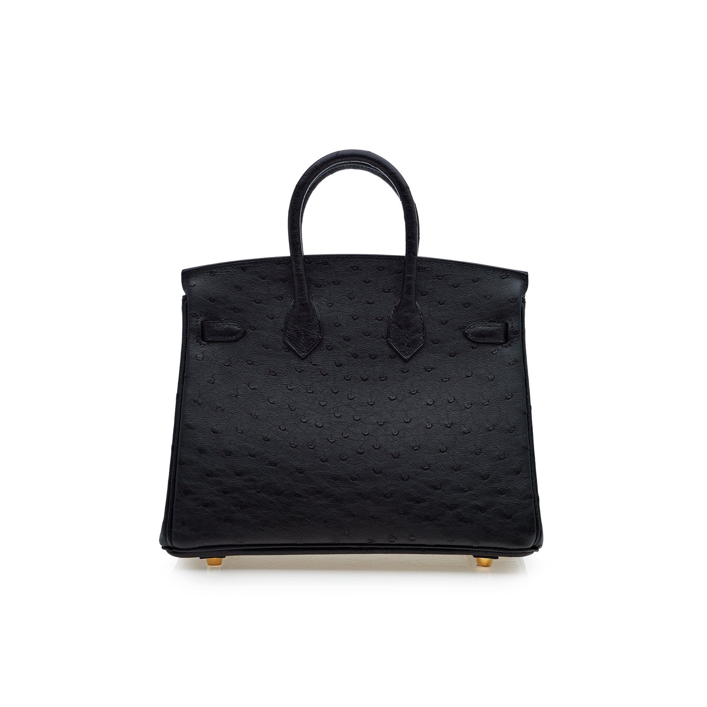 Hermes Birkin 25 Noir Ostrich Leather Gold Hardware