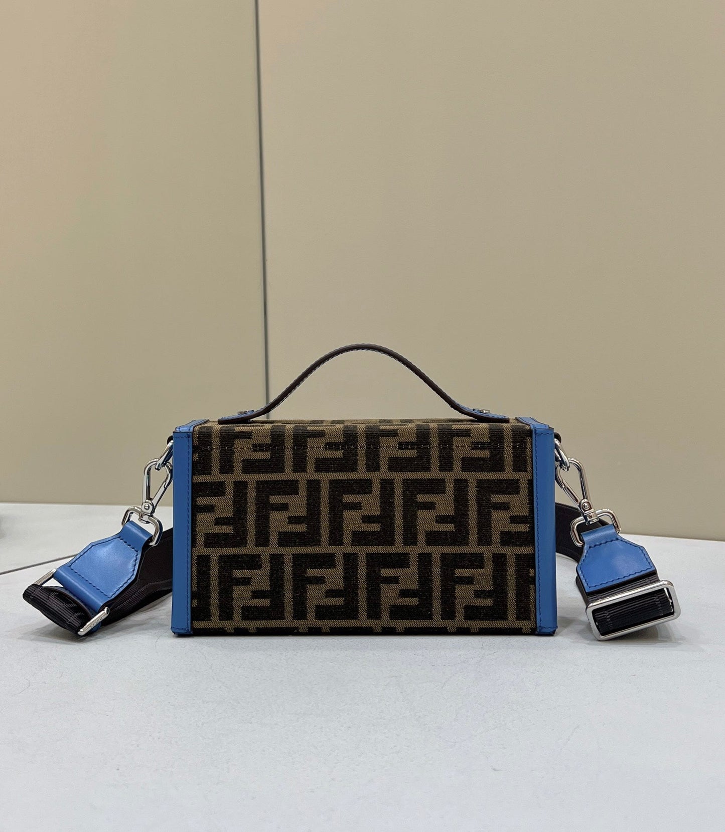 Fendi Mon Baguette Soft Trunk Brown and Blue Bag For Woman 21.5cm/8.5in