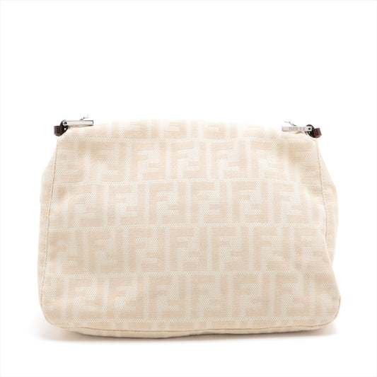 Fendi Zucca Canvas x Leather Shoulder Bag Beige