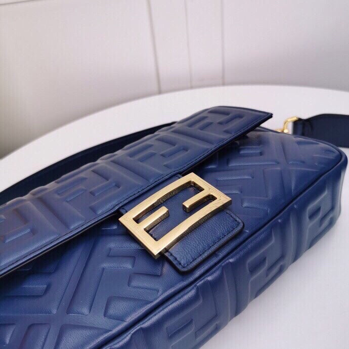 Fendi Baguette Chain Midi Medium Dark Blue Bag For Woman 26cm/10in