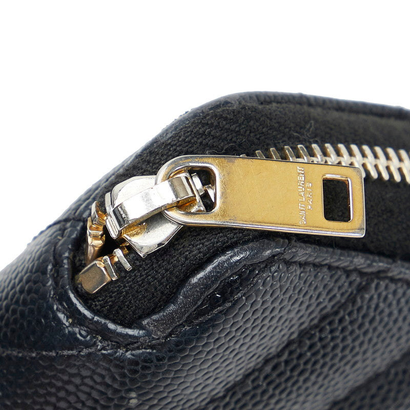 Saint Laurent Zip Wallet in Grained Calf Leather Black