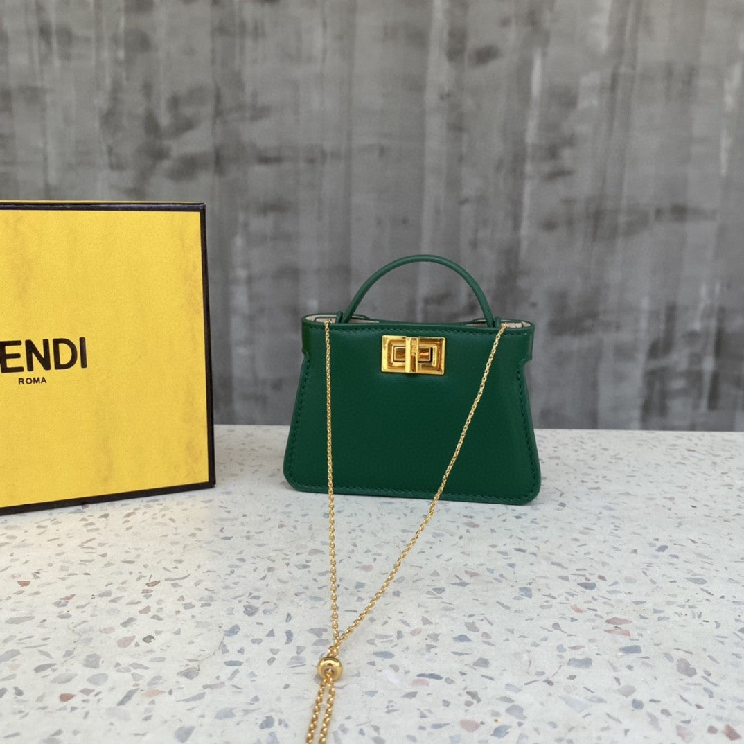 Fendi Nano Peekaboo Charm Crossbody Green Bag For Woman 12cm/4.5in