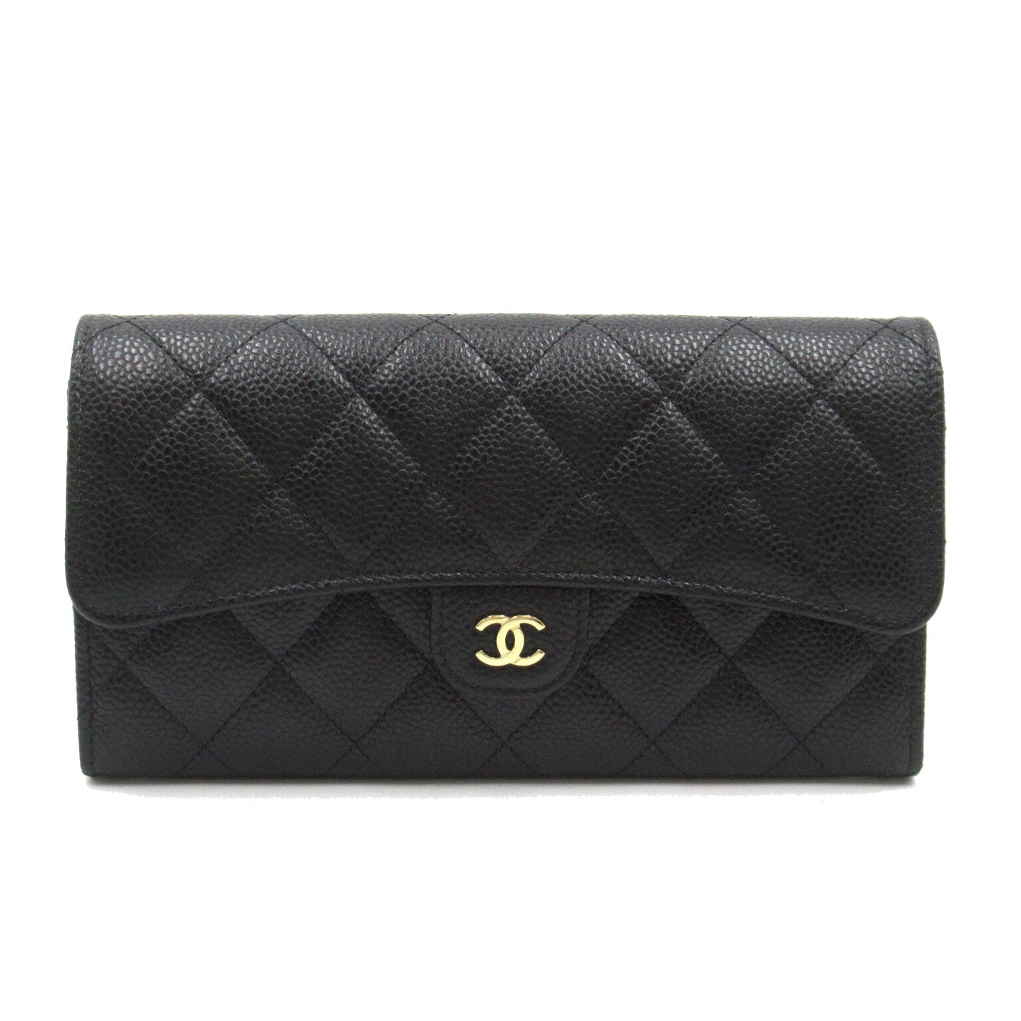 Chanel Zip Long Wallet Double Fold Wallet Caviar S  Black  AP0241