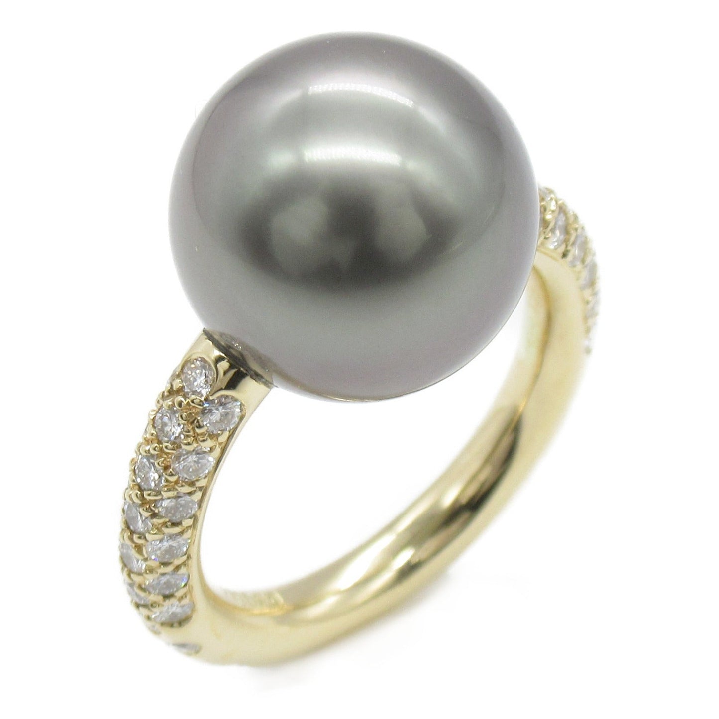 Chanel Black Pearl Ring Ring Jewelry K18 (Yellow G) Diamond Black Pearl  Black/Clear Rings 【Central】