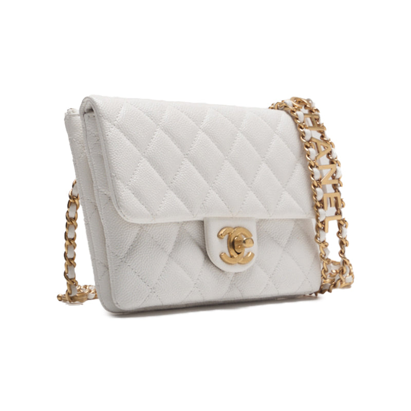 CHANEL CHANEL Matrasse Turn-Lock Coco Charm Chain Waist Bag Caviar S White  West Bag  West Bag Ladies West Bag   Delivery Ladies West Bag Ladies Online