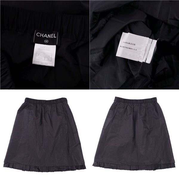 Chanel Chanel 06P Shirts Pritz Silk Gagazine Gaze Landless Bottoms French Made 38 (M equivalent) Black