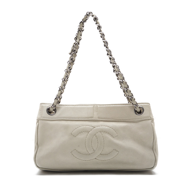 CHANEL 【CHANEL】Coco Chain Sder Caviar S White (Silver G ) Shoulder Bag Mini Shellder Bag  Bag Hybrid 【 Ship】