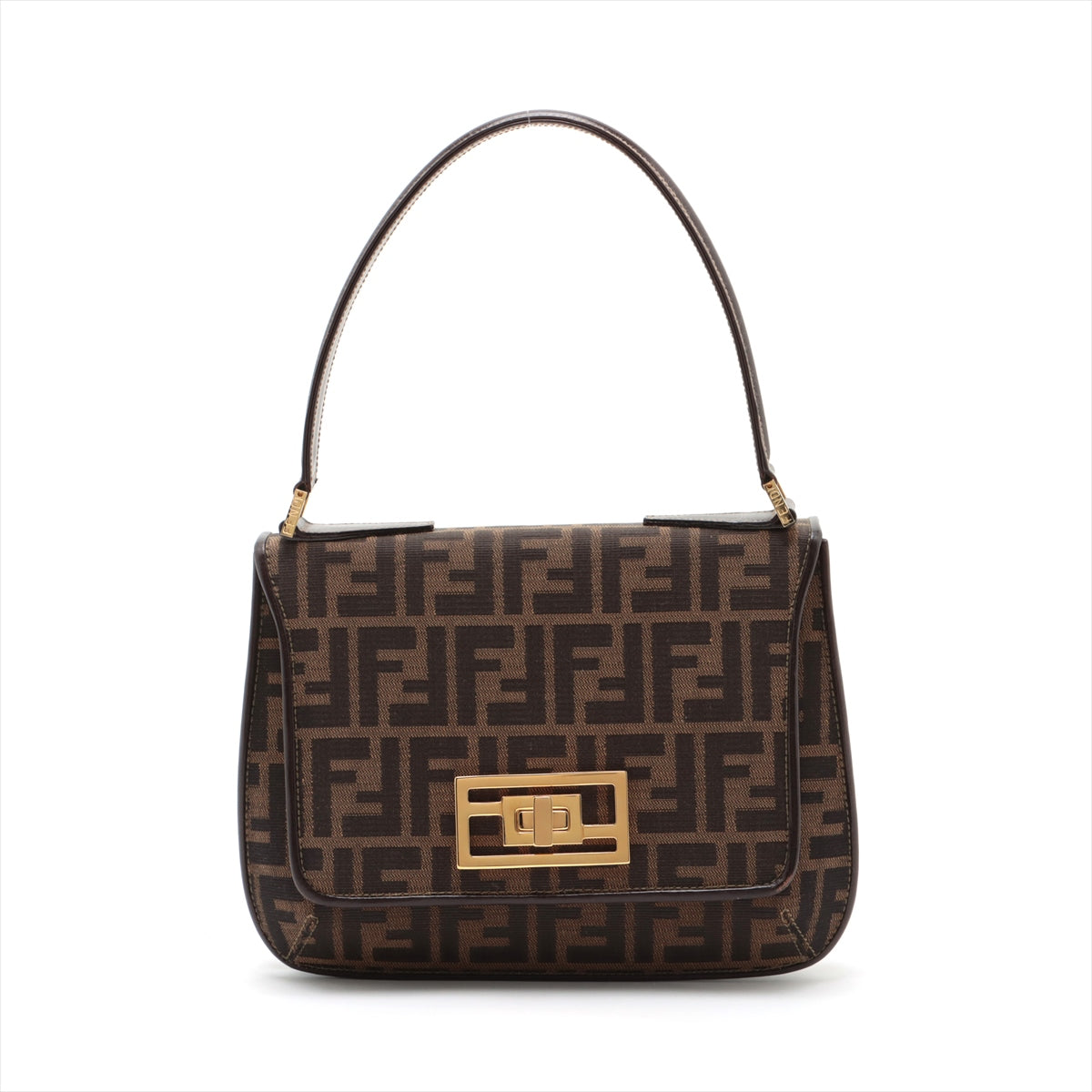 Fendi Zucca Canvas  Leather One-Shoulder Bag Brown